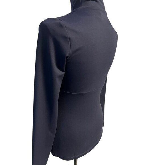 SUSANA MONACO MOCK NECK CUTOUT TOP Long-Sleeve NAVY workattire professional - Picture 5 of 7
